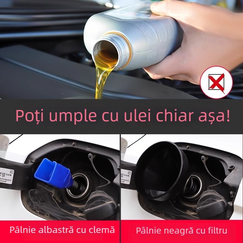 Pâlnie portabilă pentru alimentarea cu combustibil, furtun telescopic și conector snap-on pentru mașini și motociclete