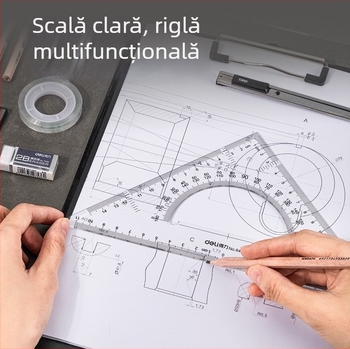 Deli 72156 Set de rigle și compas pentru desen tehnic, kit de desen pentru elev