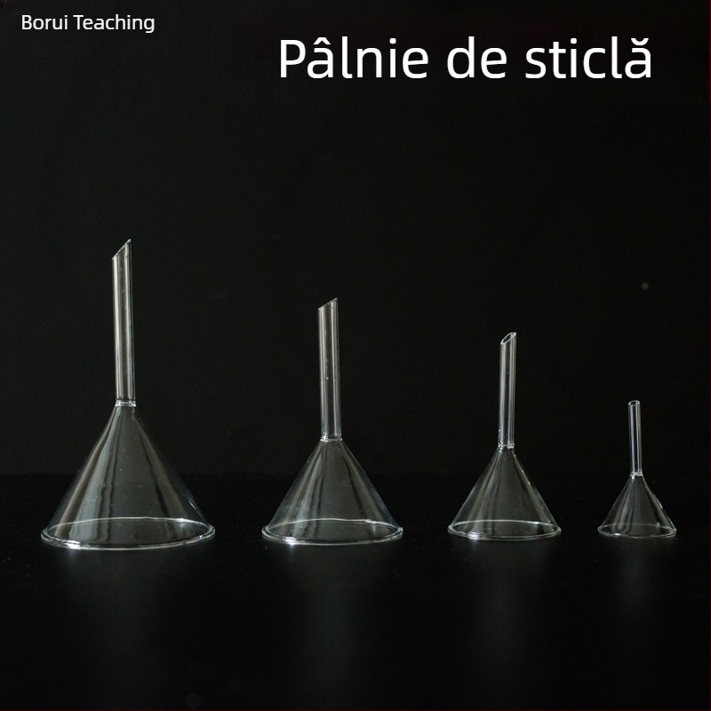 Pâlnie de sticlă, triunghiulară, cu țeavă scurtă, conică, pentru laborator chimic, 40, 60, 75, 90 mm