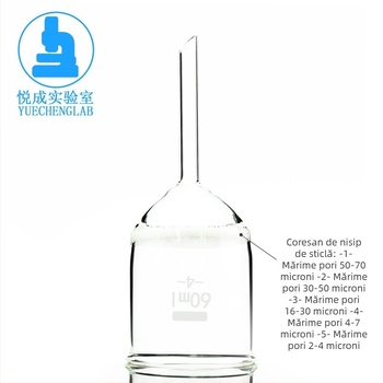 Furnă de filtrare experimentală din sticlă cu nucleu de nisip, Yuecheng, model G4, 35/60/100/130/250/500/1000 ml
