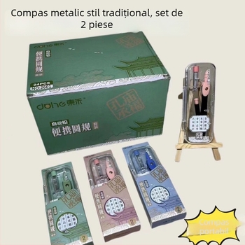 Compas metalic pentru elevi, cu creion automat, instrument minimalist profesionist pentru desen matematic