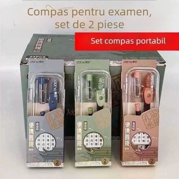 Compas metalic pentru elevi, cu creion automat, instrument minimalist profesionist pentru desen matematic