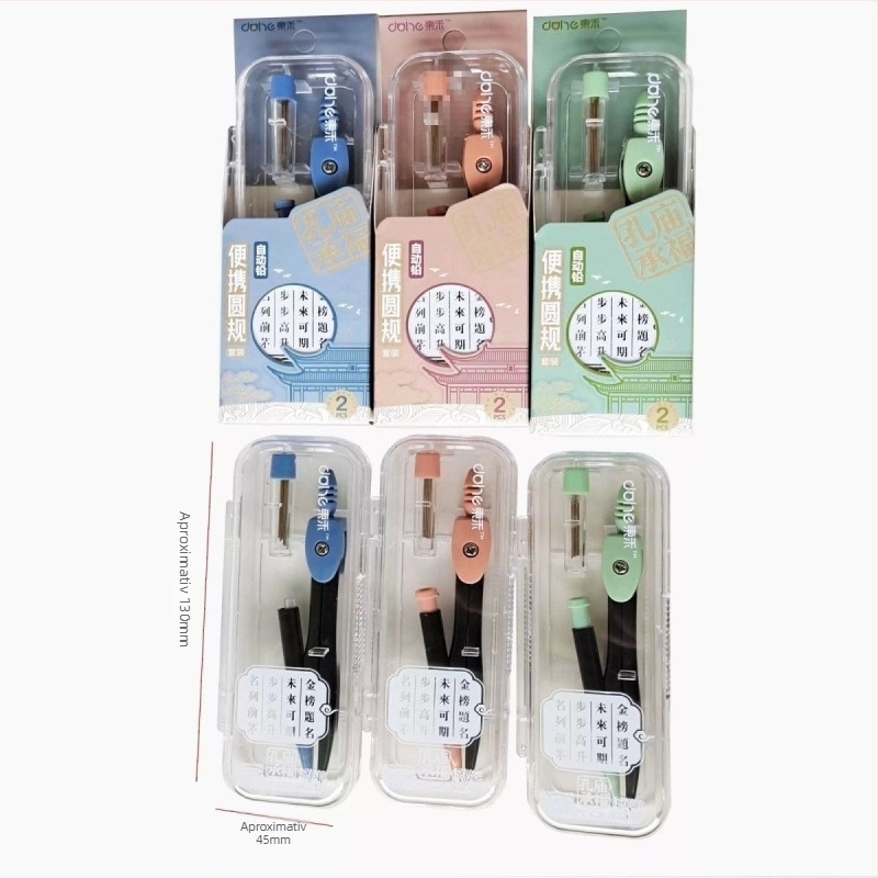 Compas metalic pentru elevi, cu creion automat, instrument minimalist profesionist pentru desen matematic