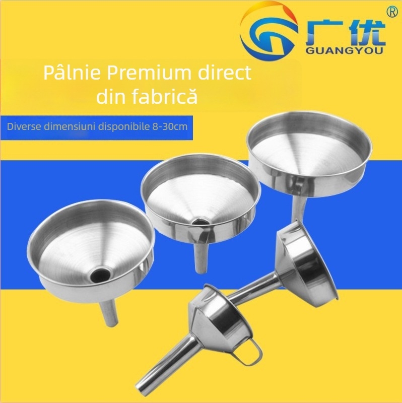 Pâlnie din oțel inoxidabil cu plasă de filtrare, cu cârlig pentru agățare, nemagnetică, cu pereți groși, gură largă, pentru uz comercial și casnic.