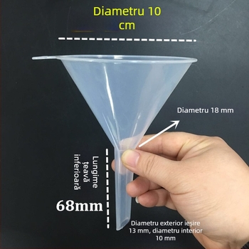 Funnel de plastic cu diametru mare și gât lung, formă conică triunghiulară, material PP, pentru transferul uleiului și turnare precisă