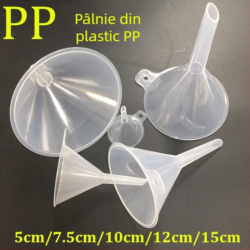 Funnel de plastic cu diametru mare și gât lung, formă conică triunghiulară, material PP, pentru transferul uleiului și turnare precisă