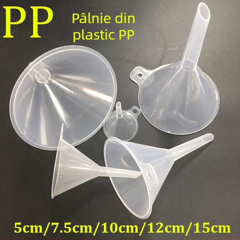 Funnel de plastic cu diametru mare și gât lung, formă conică triunghiulară, material PP, pentru transferul uleiului și turnare precisă