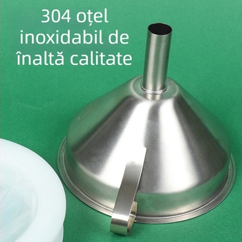 Pâlnie-filtru din oțel inoxidabil 304 pentru uz casnic, filtrare și eliminare reziduuri lichide, anti-blocare