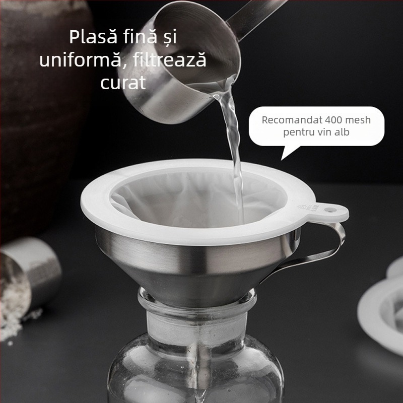 Pâlnie-filtru din oțel inoxidabil 304 pentru uz casnic, filtrare și eliminare reziduuri lichide, anti-blocare