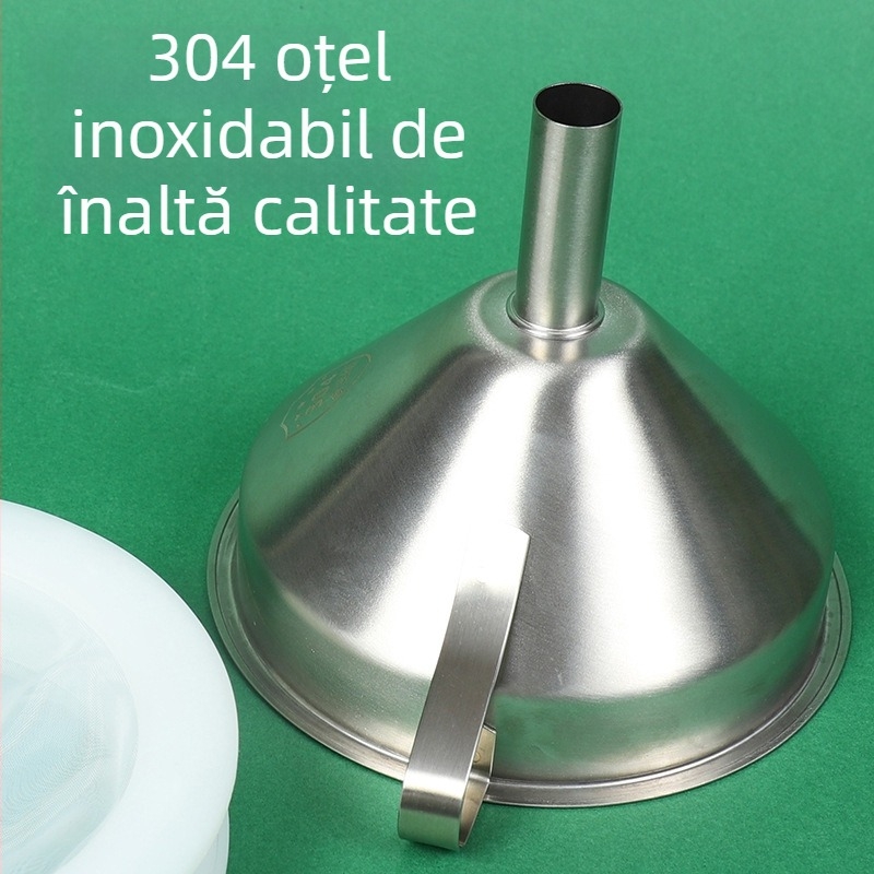 Pâlnie-filtru din oțel inoxidabil 304 pentru uz casnic, filtrare și eliminare reziduuri lichide, anti-blocare