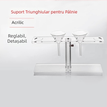 Suport triunghiular din acrilic pentru pâlnie, cu 2/4/5/6 găuri, reglabil pe înălime, detașabil, până la 90 mm