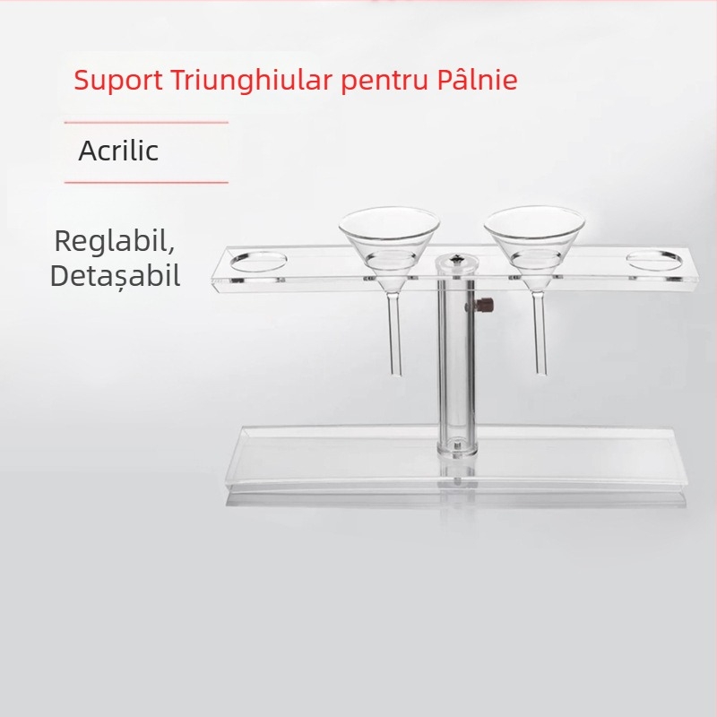 Suport triunghiular din acrilic pentru pâlnie, cu 2/4/5/6 găuri, reglabil pe înălime, detașabil, până la 90 mm