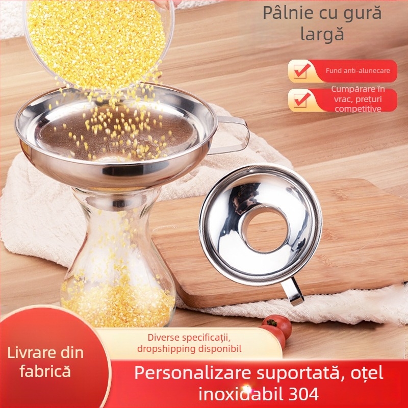 Funelă din oțel inoxidabil 304, cu gură largă pentru bucătărie, pentru salate, dulceață și murături