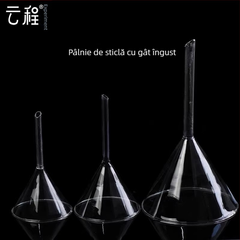 Pâlnie din sticlă triunghiulară și conică, pâlnie chimică, diametre 60/75/90/100/120/150 mm