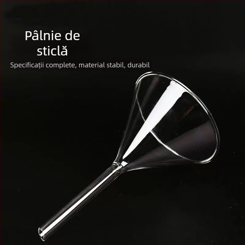 Pâlnie din sticlă triunghiulară și conică, pâlnie chimică, diametre 60/75/90/100/120/150 mm