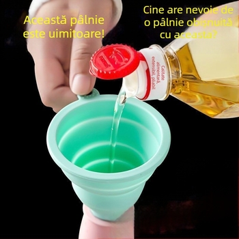 Pâlnie pliabilă din silicon pentru uz casnic, cu diametru mic pentru turnarea uleiului.