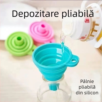 Pâlnie pliabilă din silicon pentru uz casnic, cu diametru mic pentru turnarea uleiului.