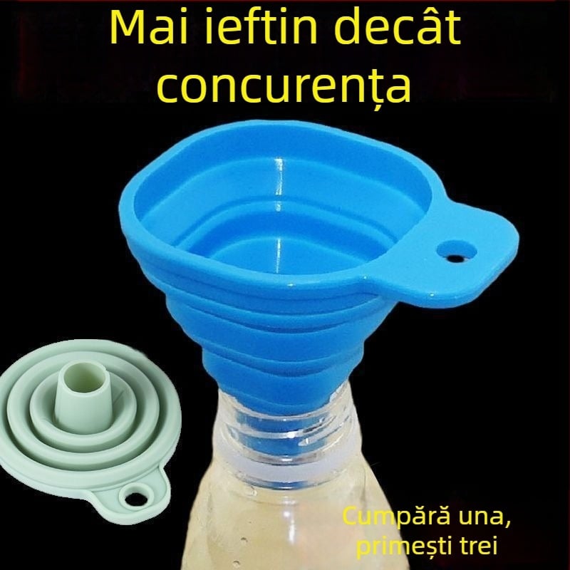 Pâlnie pliabilă din silicon pentru uz casnic, cu diametru mic pentru turnarea uleiului.
