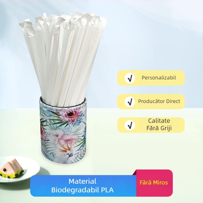 Paie PLA de unică folosință, biodegradabile, ambalaj individual, albe, de calitate alimentară, groase pentru băuturi și lapte de soia, 6–230 mm