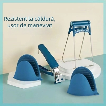 Set de trei clipsuri de bucătărie pentru boluri și farfurii, protecție împotriva arsurilor, antiderapant, oțel inoxidabil