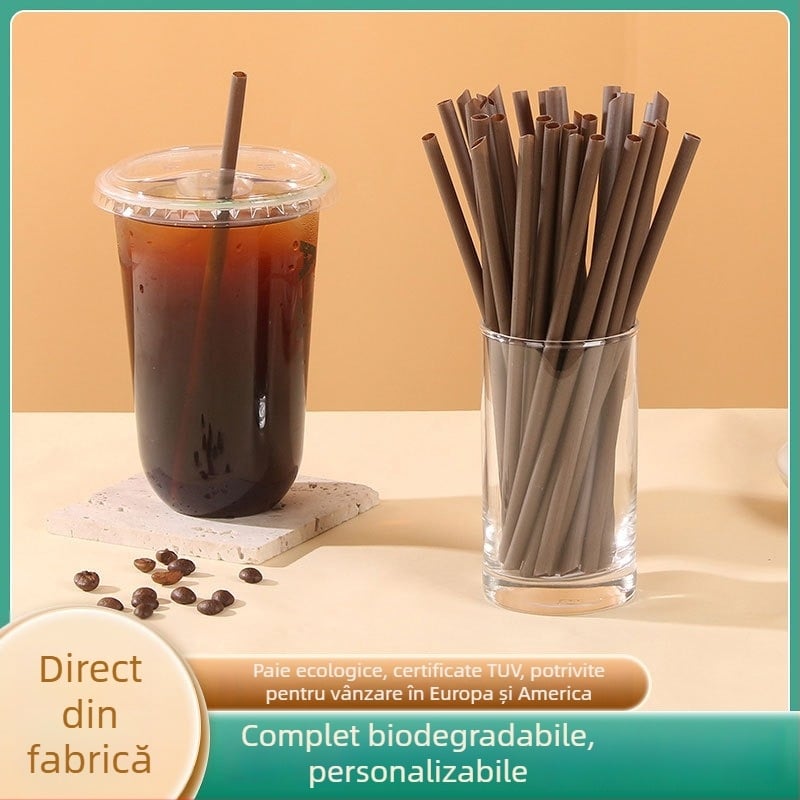 Paie biodegradabilă din resturi de cafea, pentru o singură folosință, ambalaj individual, culoare maro, ecologică