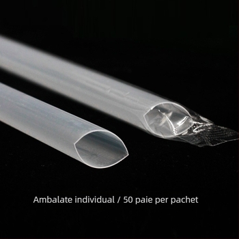 Paie din plastic transparent, gros, de unică folosință, 50 bucăți, pentru ceai cu perle și terci, ambalate individual