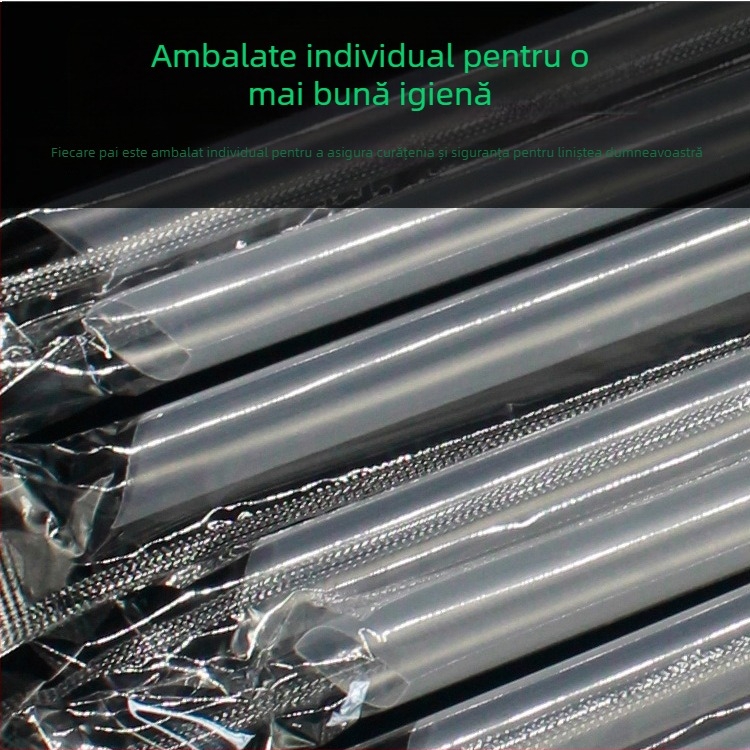 Paie din plastic transparent, gros, de unică folosință, 50 bucăți, pentru ceai cu perle și terci, ambalate individual