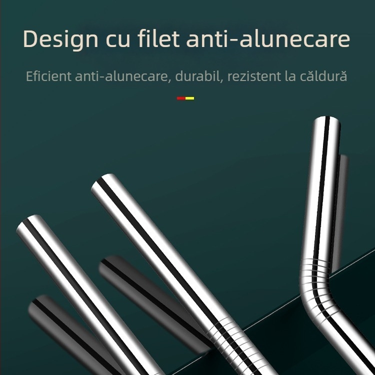 Paie-lingură din oțel inoxidabil 316, dintr-o singură piesă, cu două funcții: filtrare și amestecare, paie metalică pentru băut direct, diametru mare
