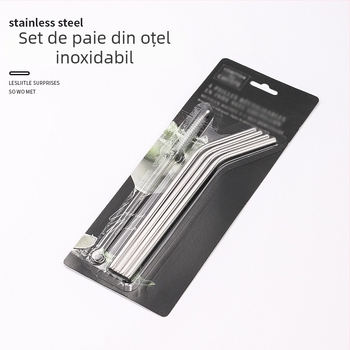 Set de paie din oțel inoxidabil 304, colorate, cu perie de curățare, pentru cafea