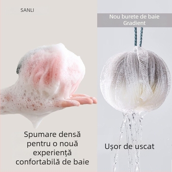 Set Sanli PE pentru baie: minge de baie cu spumă, prosop de baie, burete pentru spate și lufă de baie