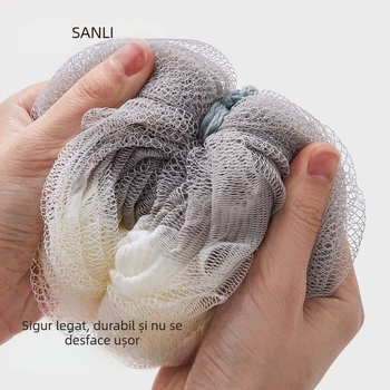 Set Sanli PE pentru baie: minge de baie cu spumă, prosop de baie, burete pentru spate și lufă de baie