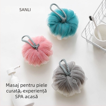Set Sanli PE pentru baie: minge de baie cu spumă, prosop de baie, burete pentru spate și lufă de baie