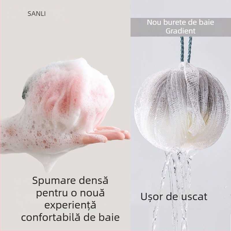 Set Sanli PE pentru baie: minge de baie cu spumă, prosop de baie, burete pentru spate și lufă de baie