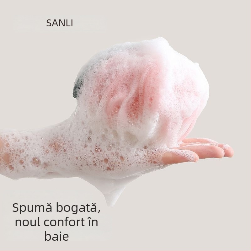 Set Sanli PE pentru baie: minge de baie cu spumă, prosop de baie, burete pentru spate și lufă de baie