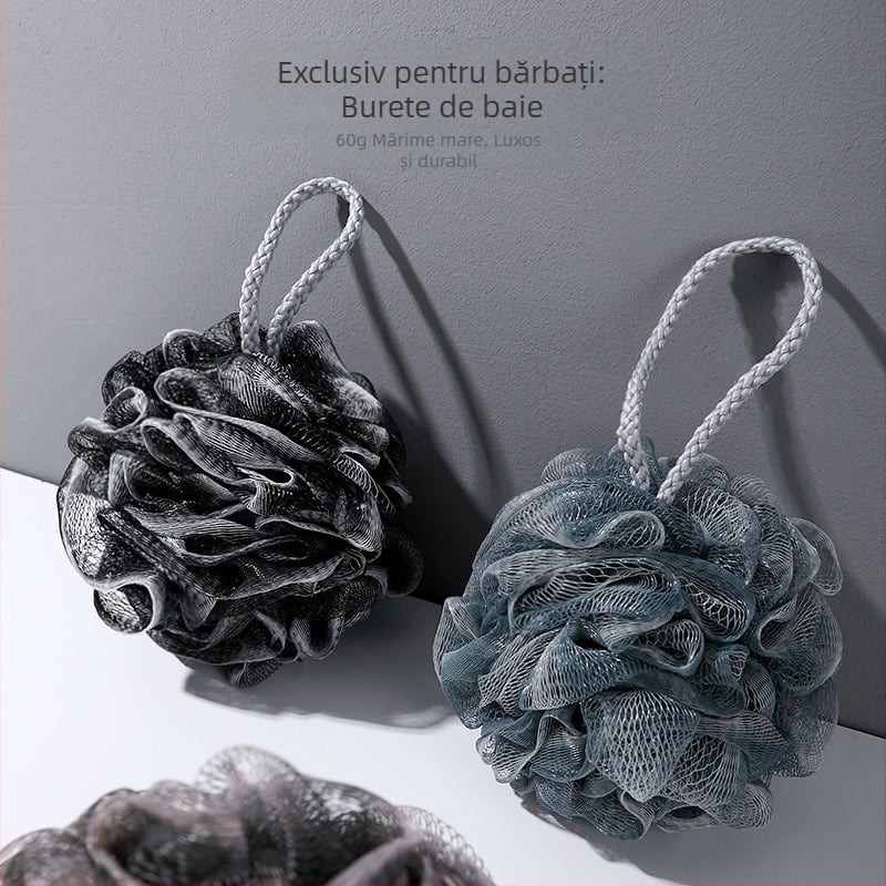 Balon mare de baie pentru bărbați, burete de baie confortabil, exfoliant delicat, delicat cu pielea, balon spumos pentru baie