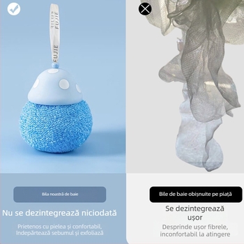 Bilă de baie cu formă de floare pentru exfoliere delicată și spumare bogată - potrivită pentru adulți, copii și bebeluși