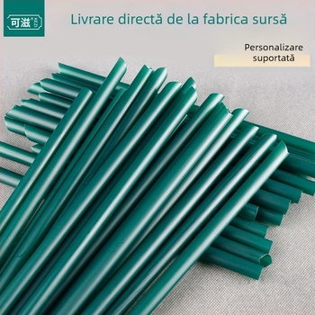 Paie de unică folosință verde închis pentru bubble tea, ambalate individual, paie subțiri pentru băuturi, 200 buc