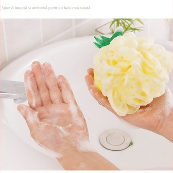 Bilă de baie spumoasă, în formă de fruct, colorată, pentru uz casnic, drăguță, burete moale pentru masajul spatelui