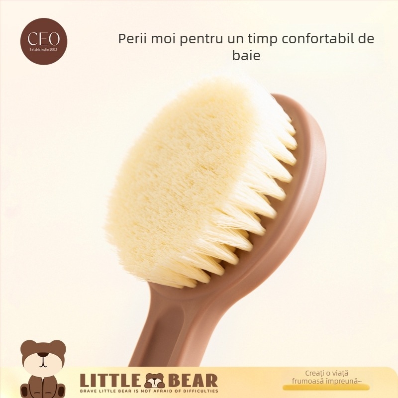 Perie de baie pentru spate, mâner lung și peri moi, perie exfoliantă pentru corp pentru femei