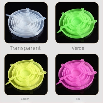 Set de 6 capaci pătrate din silicon pentru boluri – etanșe, silicon alimentar, compatibil cu microunde