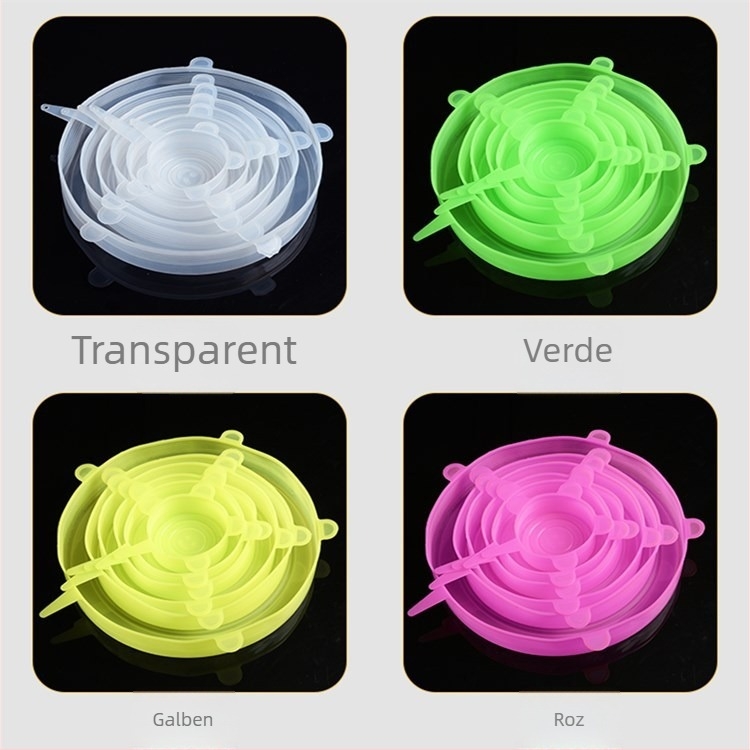 Set de 6 capaci pătrate din silicon pentru boluri – etanșe, silicon alimentar, compatibil cu microunde