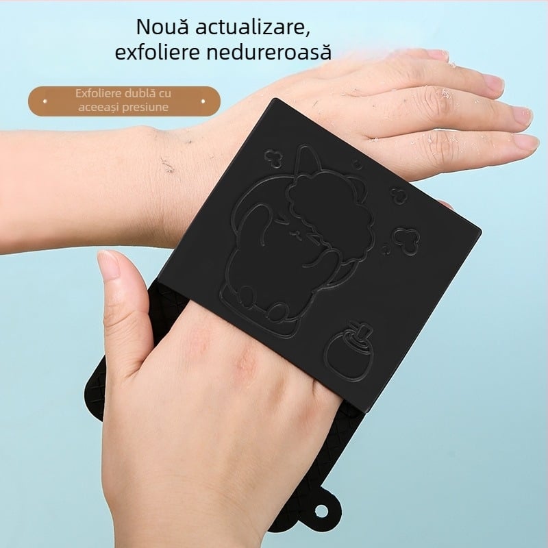 Mănușă de baie din TPE neagră – exfoliere fără durere, curățare profundă