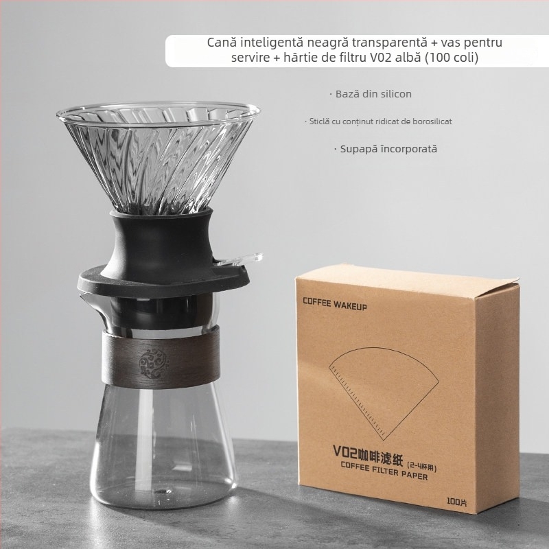 Set pentru preparare manuală a cafelei cu filtru și dripper din sticlă pentru cafea și ceai