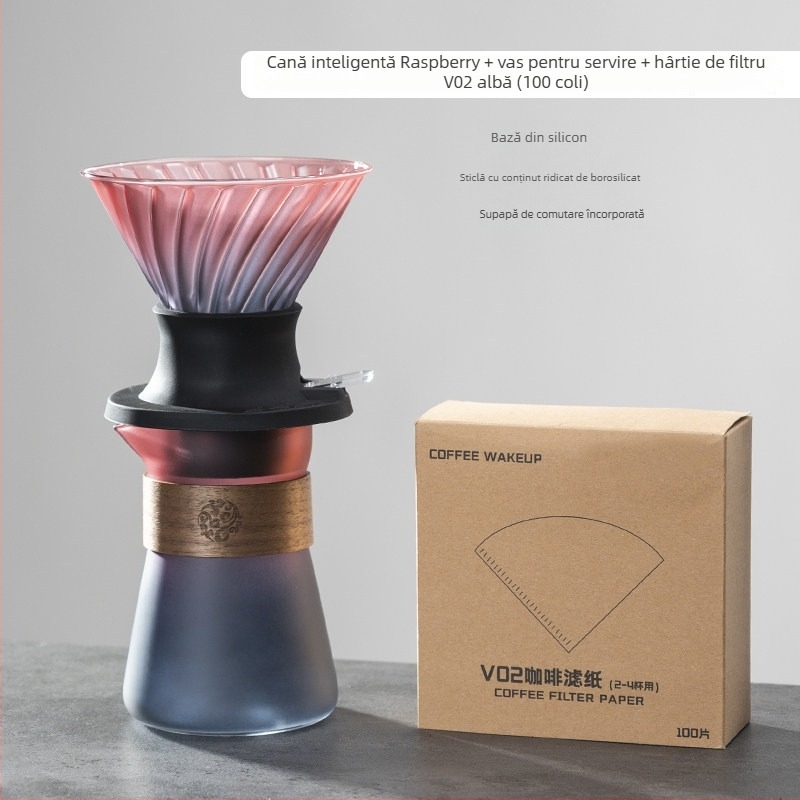 Set pentru preparare manuală a cafelei cu filtru și dripper din sticlă pentru cafea și ceai