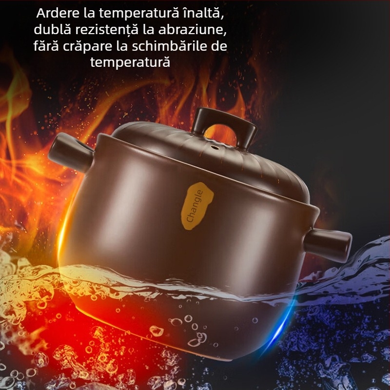 Oală ceramică pentru supe, uz casnic, rezistentă la fisuri, potrivită pentru plita pe gaz