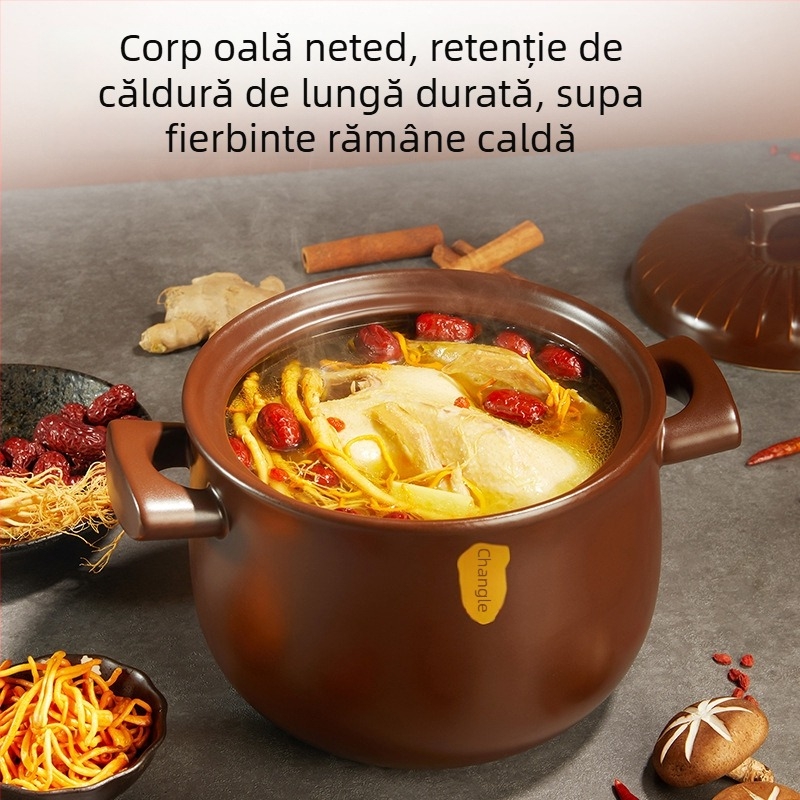 Oală ceramică pentru supe, uz casnic, rezistentă la fisuri, potrivită pentru plita pe gaz