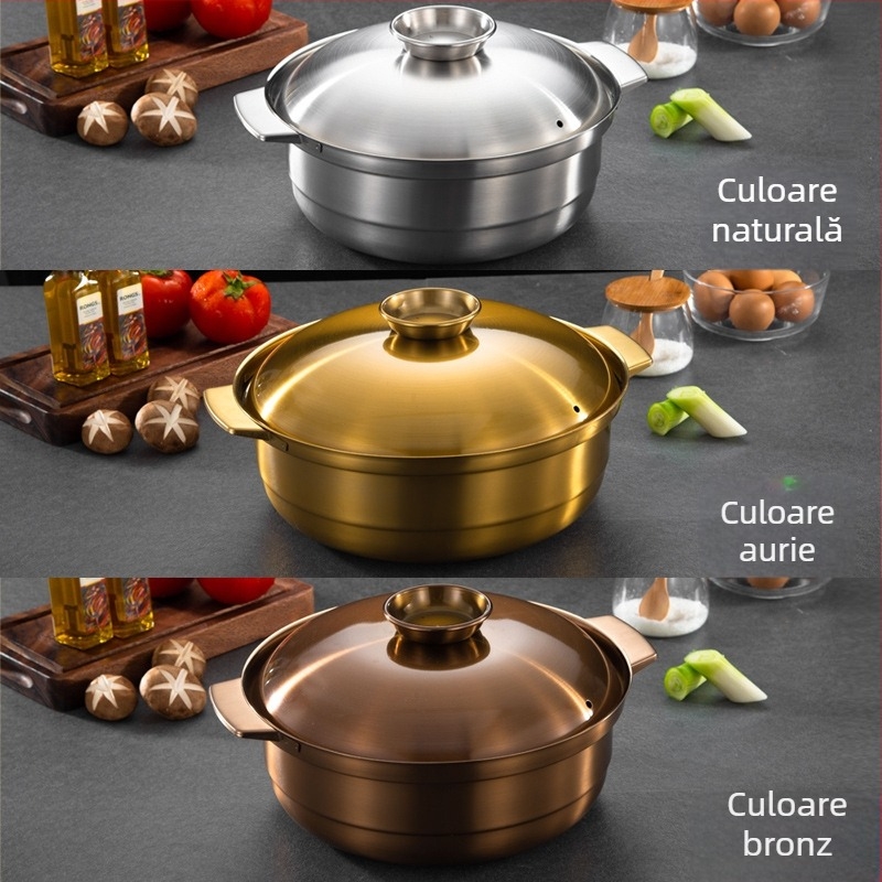 Oală de hot pot din oțel inoxidabil, cu nucleu de cupru și fund dublu, oală cu cocos-pui, oală Yuanyang cu două gusturi pentru inducție, uz casnic și comercial