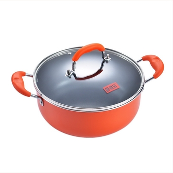 Oală de supă cu două mâneri, antiaderentă, oală pentru lapte, fără fum, pentru hot pot și alte preparate, compatibilă cu inducția.