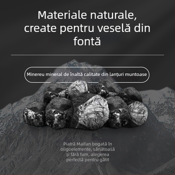 Oală de supă din oțel inoxidabil cu piatră Maifan, antiaderentă, capacitate mare, mâner dublu, fund multistrat, oală versatilă pentru supe