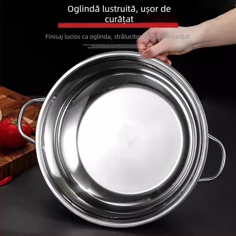 Oală din oțel inoxidabil cu capacitate mare, pentru uz casnic și comercial, compatibilă cu toate plitele
